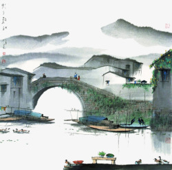 桥流水桥与流水高清图片