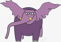 紫色的卡通大象素材