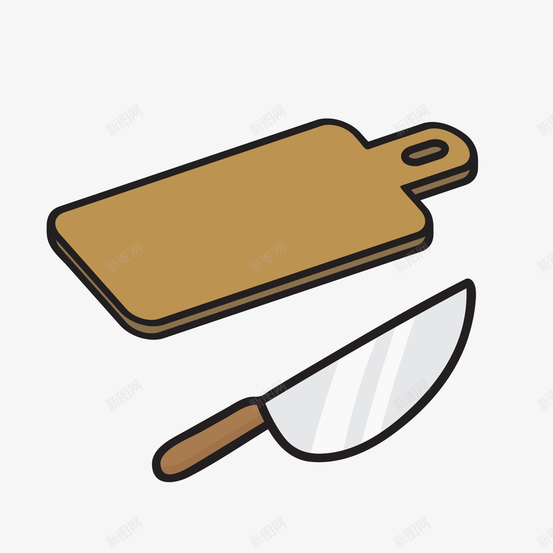 卡通砧板菜刀厨具png免抠素材_新图网 https://ixintu.com 卡通厨具 卡通砧板 卡通菜刀 厨房用品 背景装饰
