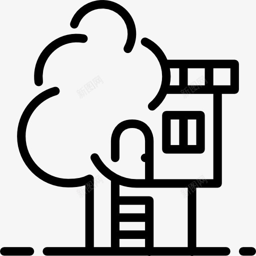 树屋图标png_新图网 https://ixintu.com 卡通 卡通树屋 建筑与城市 树屋 童年 花园