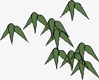 手绘绿色树叶边角装饰素材