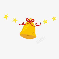 黄色星星卡通圣诞铃铛矢量图素材