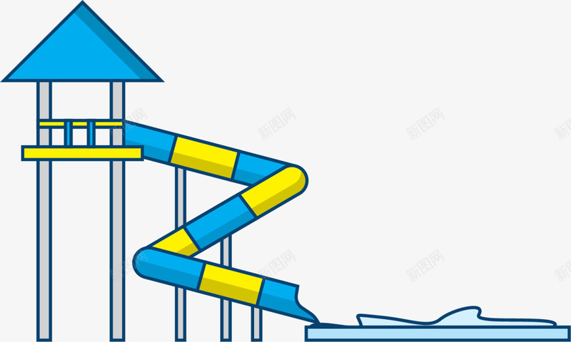 蓝色扁平水上滑梯png免抠素材_新图网 https://ixintu.com 6月1号 儿童节 六一节 水上乐园 水上滑梯 滑滑梯 玩耍 童趣