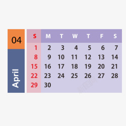 月历背景紫黄色2019年4月日历矢量图高清图片