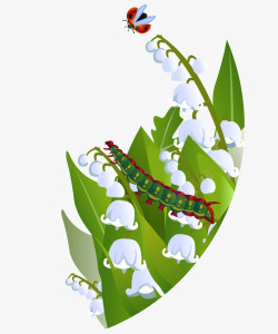 平面草丛素材卡通手绘草丛花朵七星瓢虫虫子高清图片