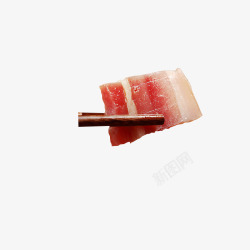 筷子夹住的咸肉素材