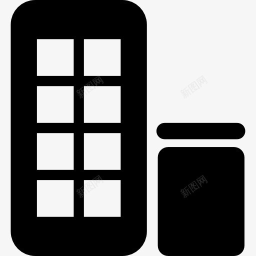 电话的小屋或小房和一个垃圾桶图标png_新图网 https://ixintu.com 可以 垃圾舱 城市 建筑 手机 电话 符号 通用图标