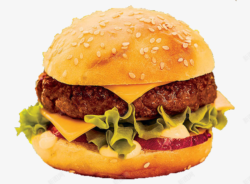 一个汉堡包png免抠素材_新图网 https://ixintu.com 创意 汉堡包 美味 食物