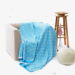 回形格子毛巾被针织提花毯午睡毯空调毯高清图片