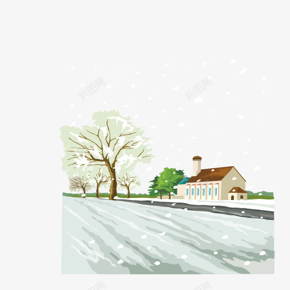 落雪街道矢量图ai免抠素材_新图网 https://ixintu.com 街道 雪景 雪花 飘雪 矢量图