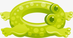 游泳的青蛙绿色卡通青蛙游泳圈高清图片