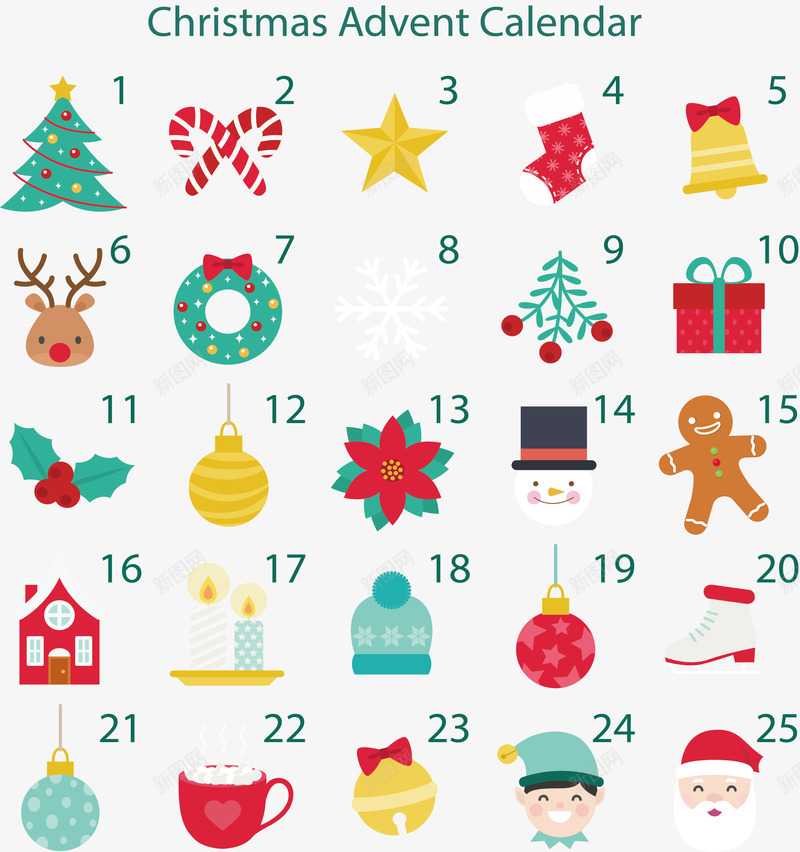 卡通圣诞日历png免抠素材_新图网 https://ixintu.com 12月日历 卡通圣诞 圣诞日历 圣诞节 日历 矢量png
