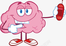 漫画大脑手拿电话的大脑矢量图高清图片