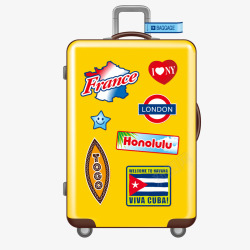 世界旅游日微信黄色的行李箱矢量图高清图片