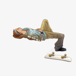 躺姿的滑板男子素材