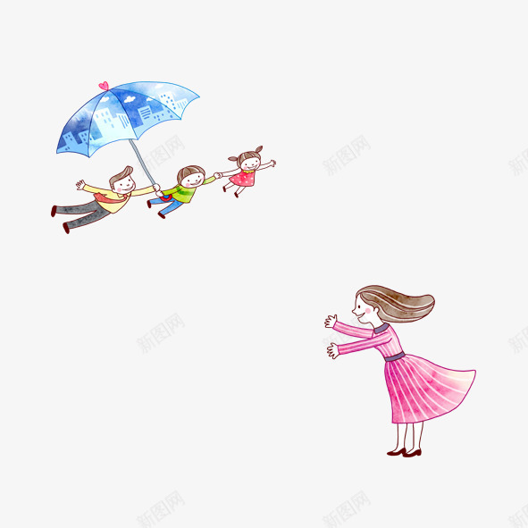 快乐一家人png免抠素材_新图网 https://ixintu.com 一家人 伞 儿童 卡通 淘宝 装饰