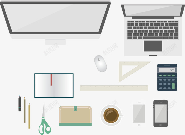 顶视图png免抠素材_新图网 https://ixintu.com 俯视 俯视图 剪刀 办公 咖啡 学习用品 桌面摆件 桌面陈列 桌面顶视图 顶视 顶视图