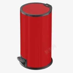 带盖厨房油壶时尚镜面红色超静音垃圾桶高清图片