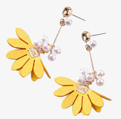 韩国气质甜美珍珠镶钻甜美花朵流苏珍珠耳环高清图片