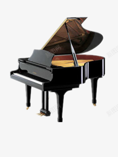 黑色大钢琴png免抠素材_新图网 https://ixintu.com 乐器 装饰 钢琴