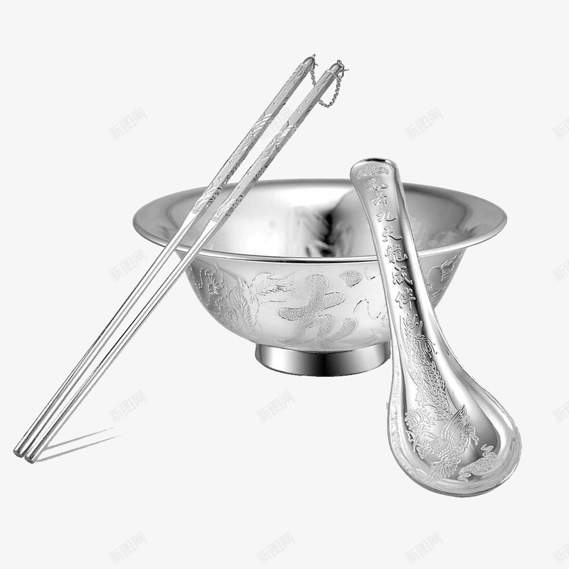 不锈钢碗筷png免抠素材_新图网 https://ixintu.com 不锈钢 产品实物 汤勺 筷子