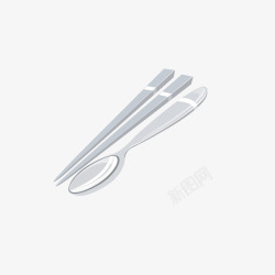 白色筷子勺子图形素材