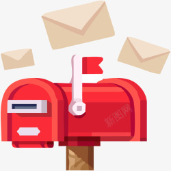 红色信箱与信件素材