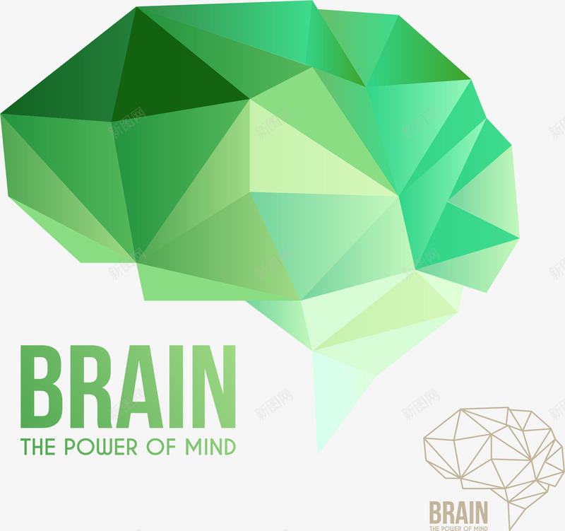 低多边形绿色大脑对话框png免抠素材_新图网 https://ixintu.com 低多边形 大脑 对话框 渐变色 绿色