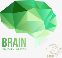 大脑与对话框低多边形绿色大脑对话框高清图片