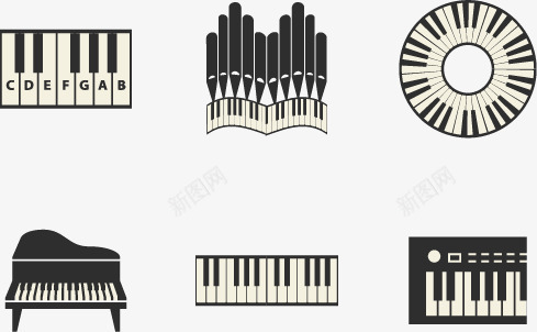 钢琴矢量图ai免抠素材_新图网 https://ixintu.com 手绘 钢琴 音乐 黑白 矢量图
