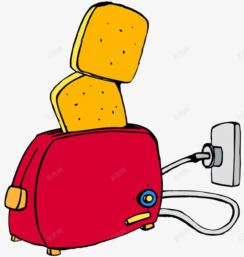 红色烤面包机png免抠素材_新图网 https://ixintu.com 卡通 厨电 家电 插座 面包机 食物