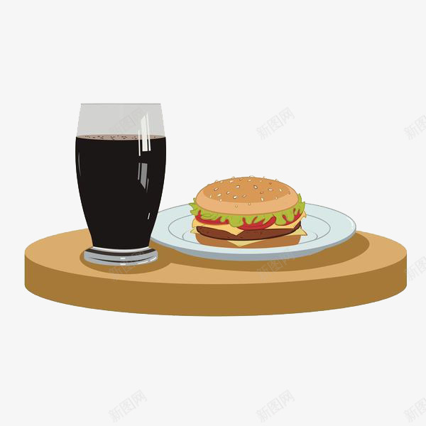 板子上面的汉堡快餐png免抠素材_新图网 https://ixintu.com 卡通 吃饭 夹层 快餐 汉堡 盘子 美味 美食 肉 脂肪 面包 食物