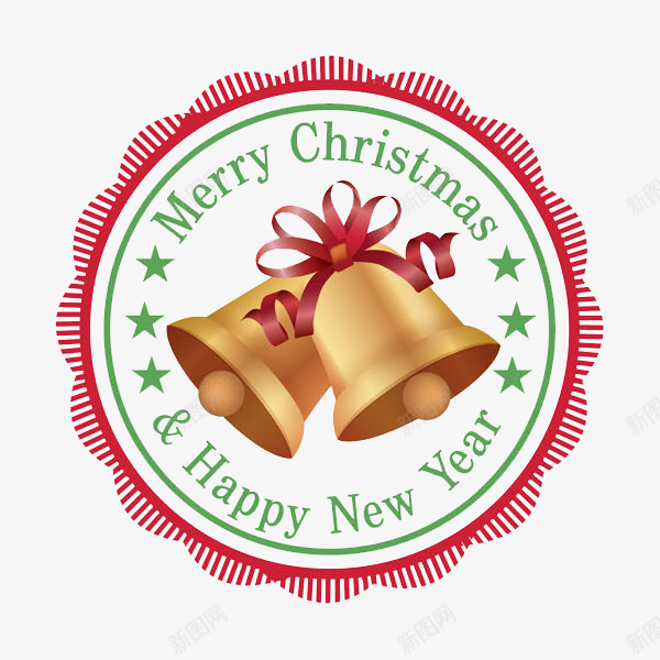 圆形圣诞铃铛图png免抠素材_新图网 https://ixintu.com 促销标签 卡通 圣诞促销 圣诞节 圣诞装饰 红色 英文字 铃铛