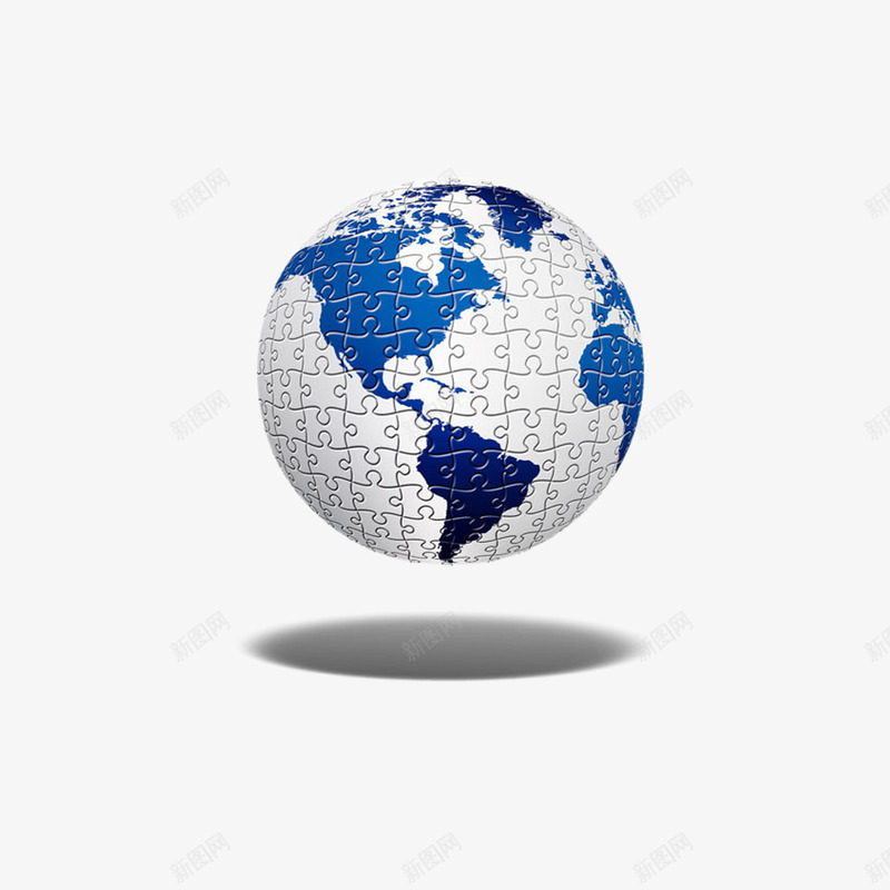 蓝白色拼图地球png免抠素材_新图网 https://ixintu.com 创意地球元素 拼图 漂浮地球 蓝色地球