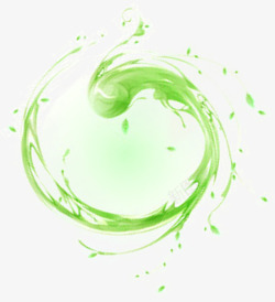 绿色手绘漩涡植物素材