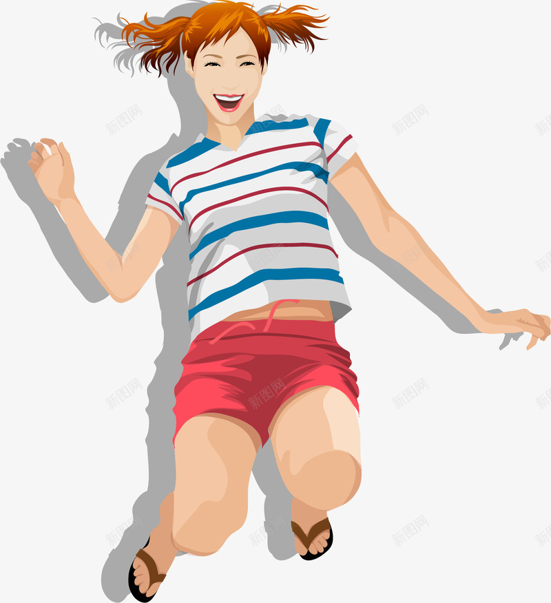 手绘跳起来的女孩png免抠素材_新图网 https://ixintu.com 手绘 活力 跳起来的女孩