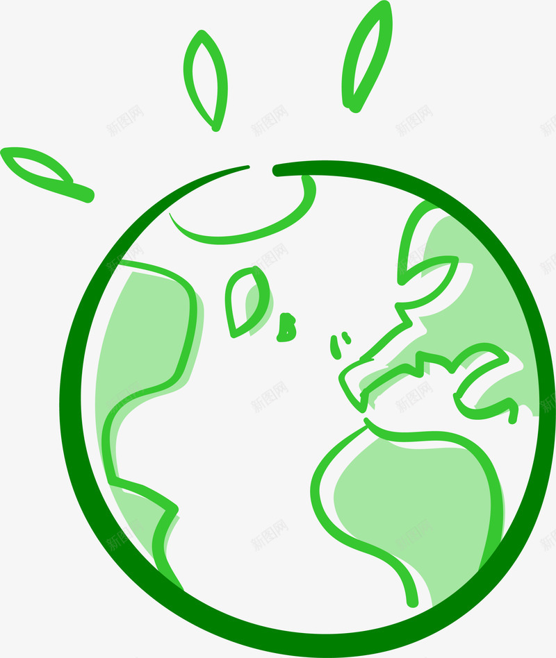 绿色手绘植物地球png免抠素材_新图网 https://ixintu.com 世界环境日 植物地球 爱护环境 环保 生态 绿色地球 自然