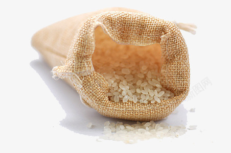 米麻袋中的大米png免抠素材_新图网 https://ixintu.com 大米 干净的米 稻子大米局部特写 米 粮食 麻袋