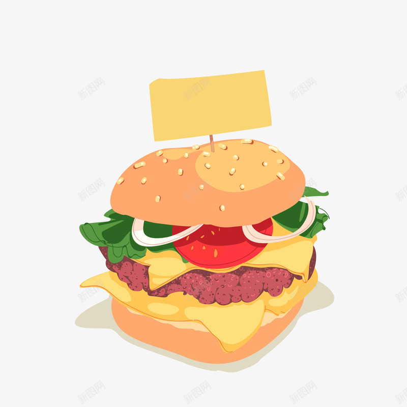 食物标签png免抠素材_新图网 https://ixintu.com 卡通 商标 标价 汉堡包