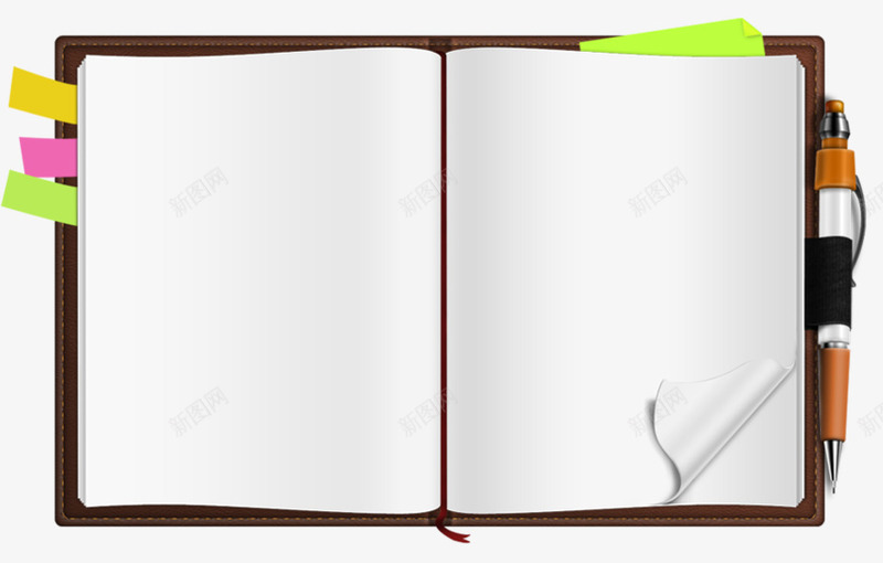 记事本和笔png免抠素材_新图网 https://ixintu.com 手绘 日记本 笔 笔记本 绿色便利贴 记事本