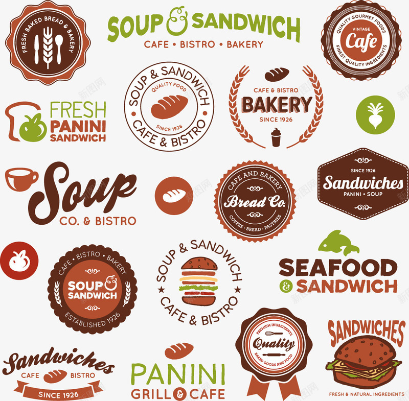 快餐食物标签png免抠素材_新图网 https://ixintu.com 咖啡 墨西哥风格食物 快餐食物标签 汉堡 面包 餐饮标签 麦穗