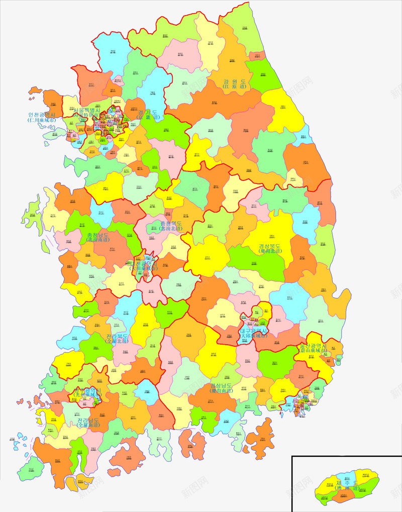 韩国地图png免抠素材_新图网 https://ixintu.com 地图 彩色地图 韩国 韩国地图