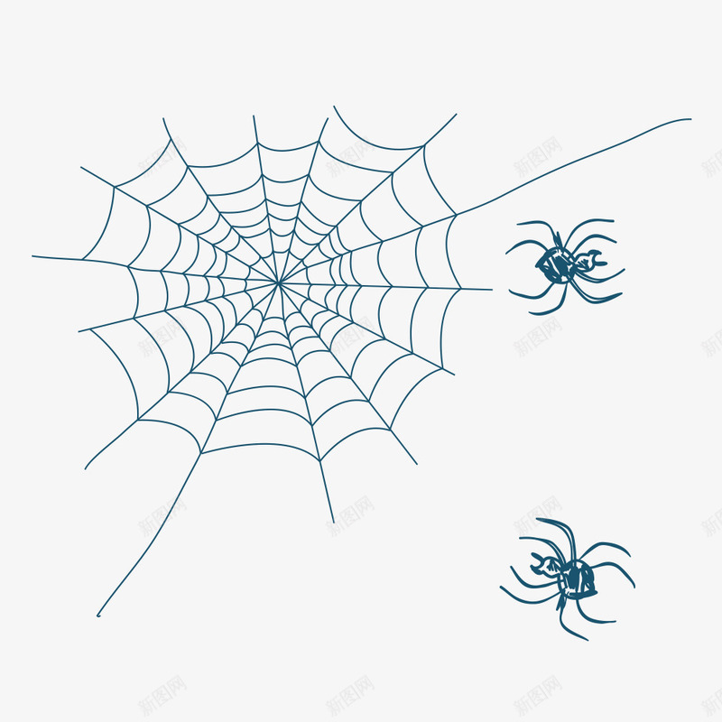 蜘蛛和蜘蛛网png免抠素材_新图网 https://ixintu.com 一张 卡通 手绘 简笔 聊天 蓝色 蜘蛛 蜘蛛网