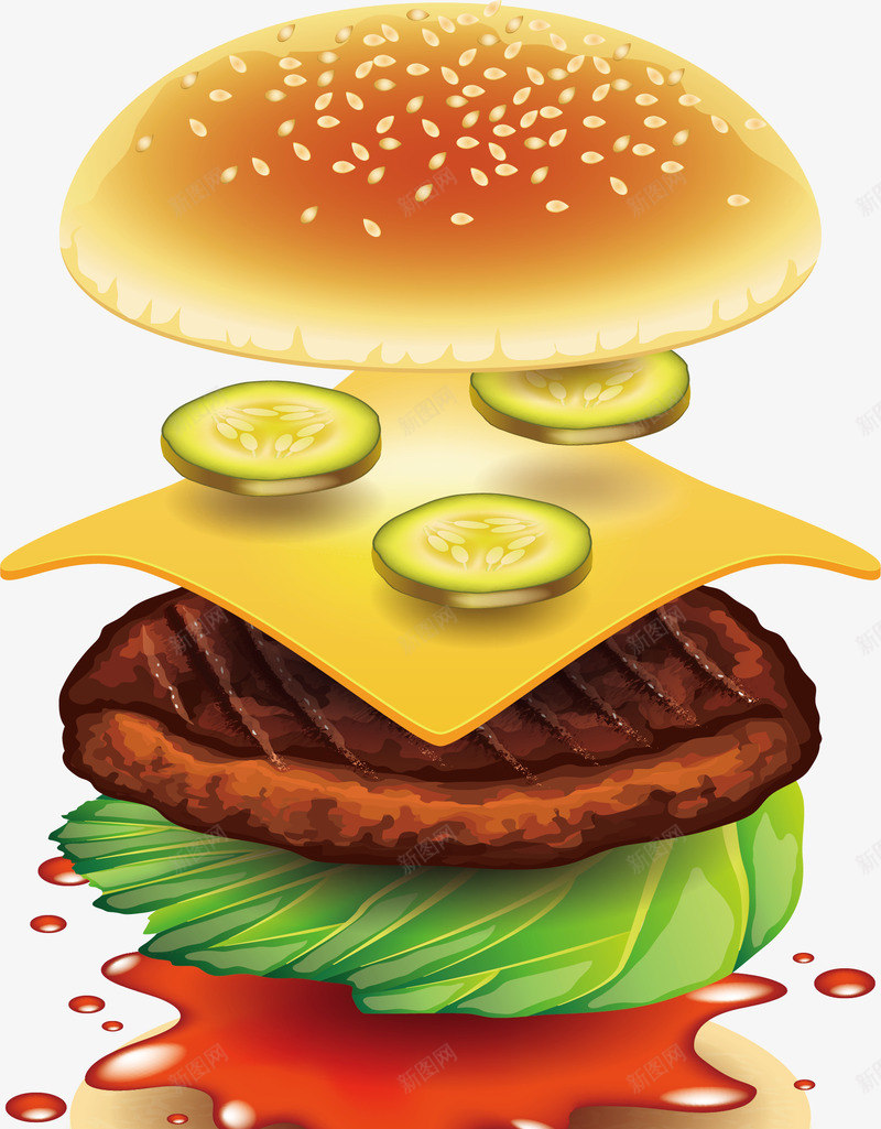 碳烤牛排汉堡矢量图ai免抠素材_新图网 https://ixintu.com 快餐 汉堡 牛排 牛排汉堡 矢量png 碳烤汉堡 矢量图