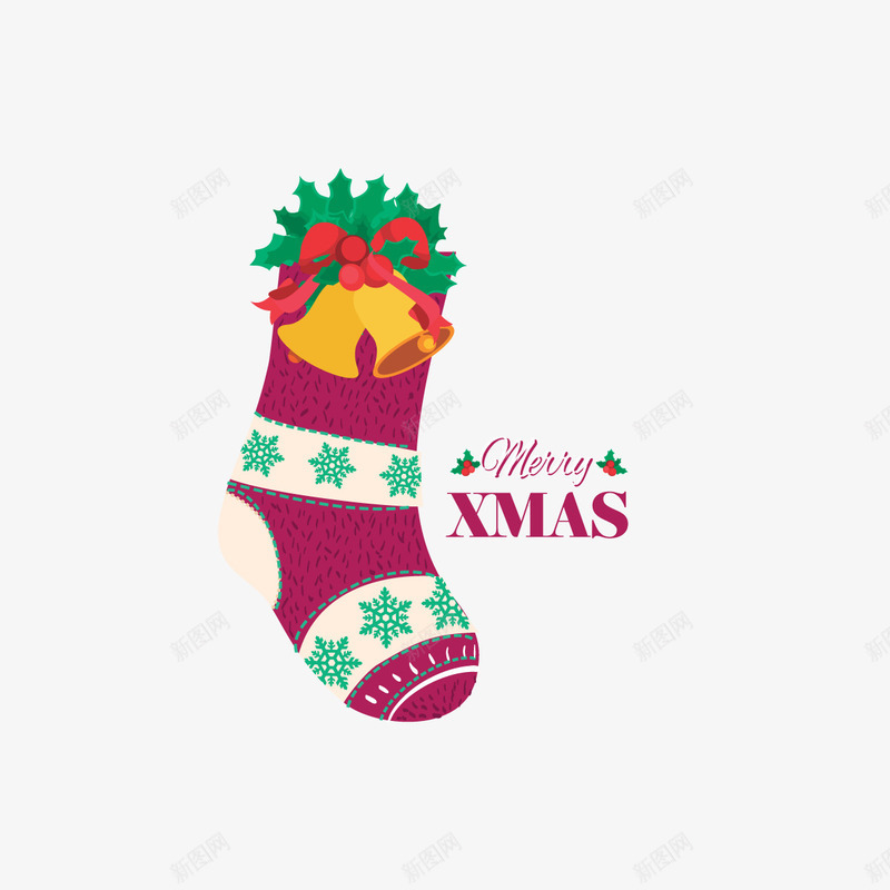 圣诞袜png免抠素材_新图网 https://ixintu.com 圣诞元素 圣诞矢量 圣诞节 毛线袜 铃铛