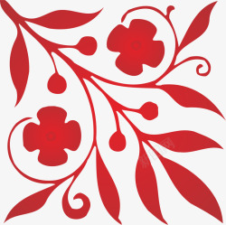 红色边角角花素材