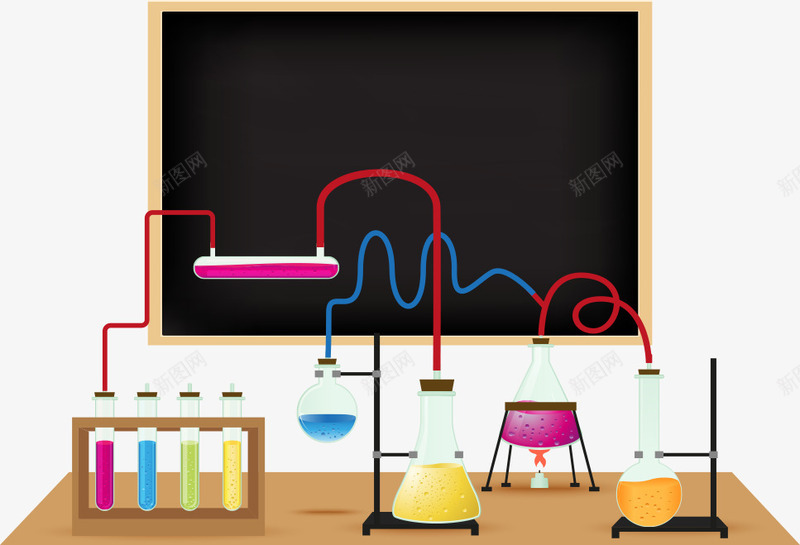 黑板与化学物png免抠素材_新图网 https://ixintu.com 化学物 化学管子 卡通黑板 矢量黑板 知识 黑板