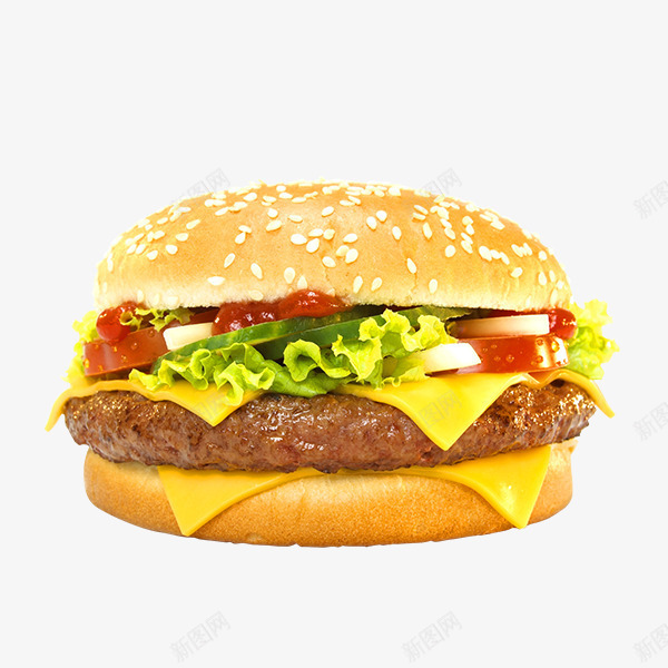 美味汉堡包png免抠素材_新图网 https://ixintu.com 快餐 汉堡包 面包 食物