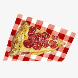 格子画红枣披萨手绘画片高清图片
