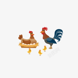 卡通可爱农场家禽小雏鸡矢量图素材
